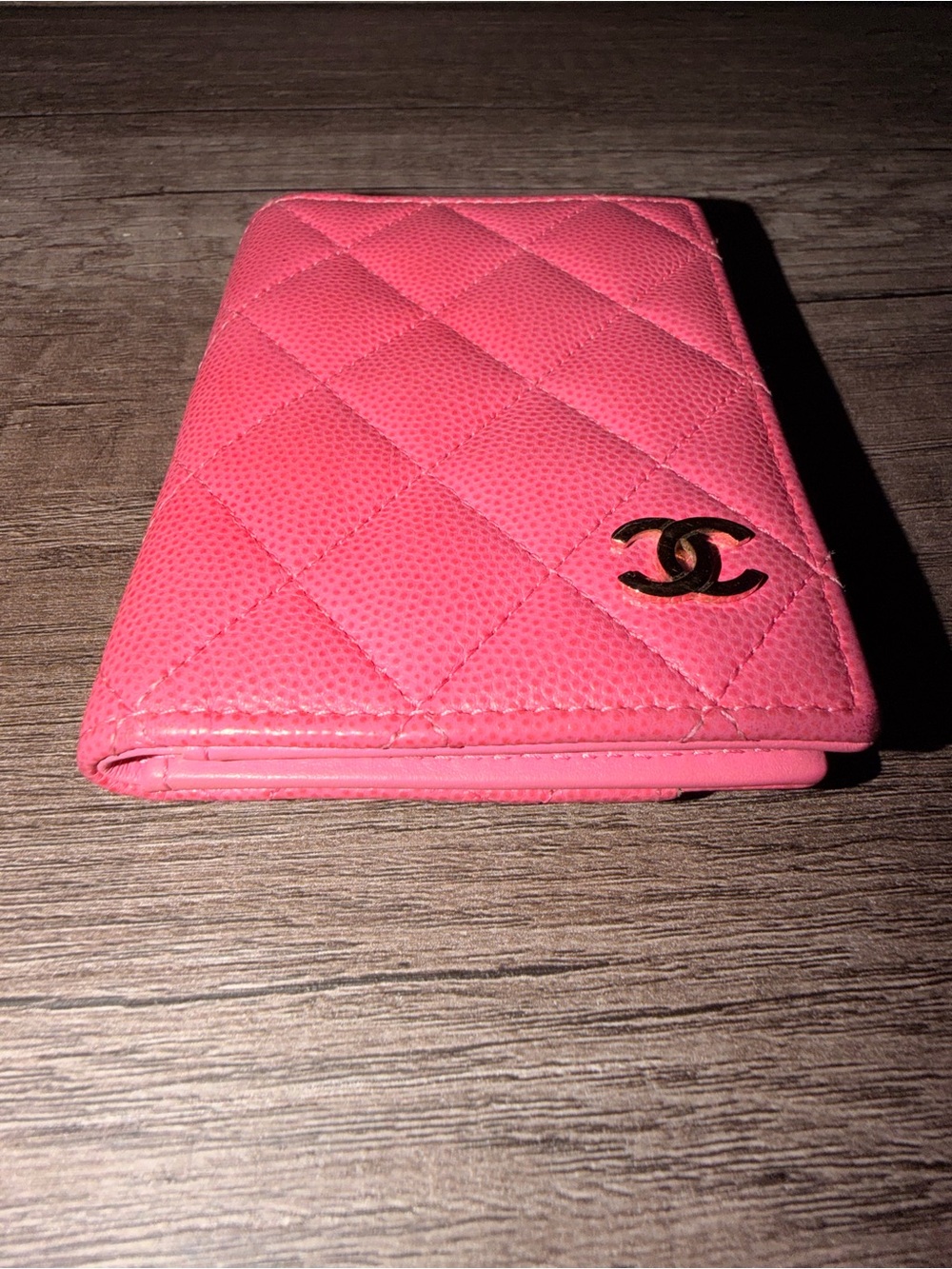 CHANEL Hot Pink Quilted Leather Card Case with CC Logo - Picture 5 of 6